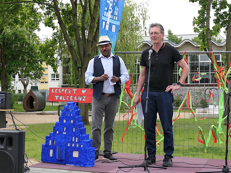 Dr. Shiferaw und Senator Gaebler bei der Ansprache 