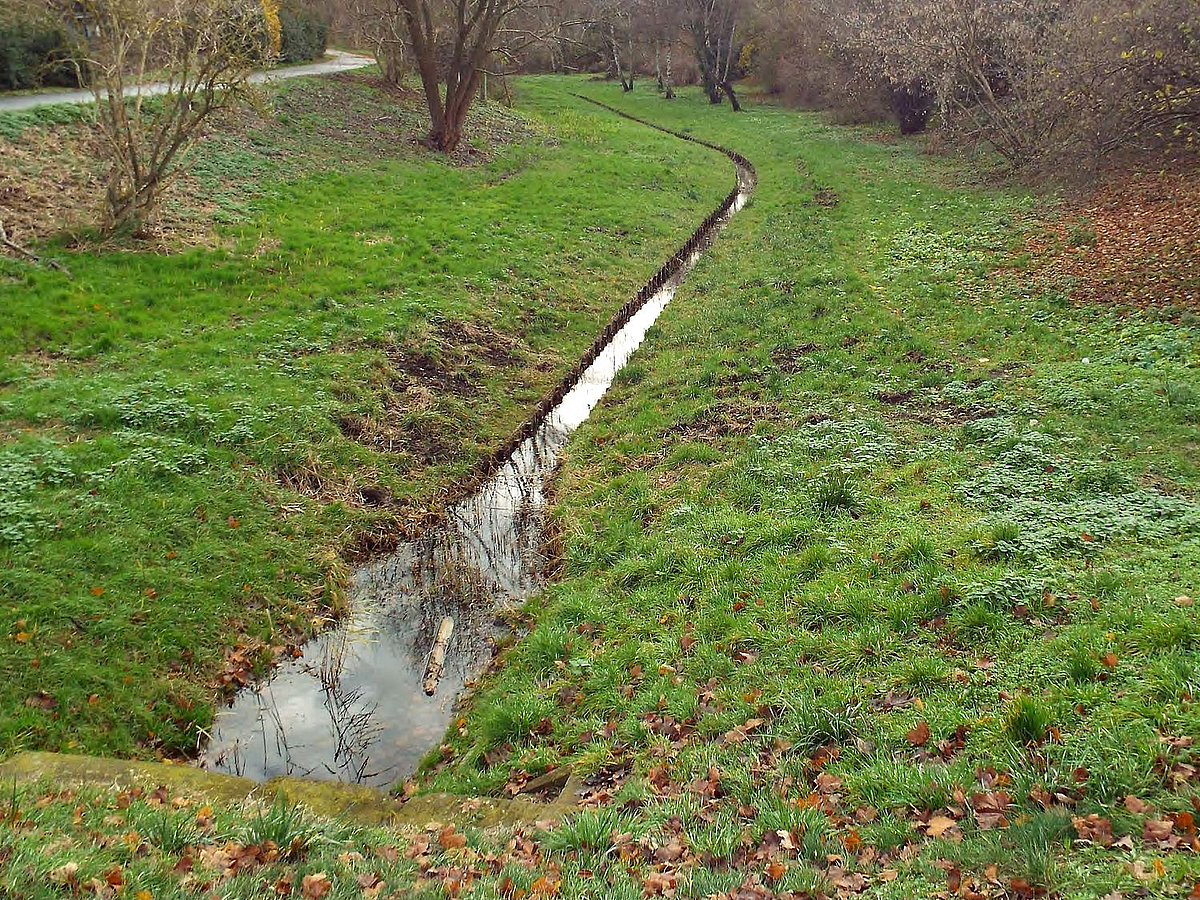Graben mit daneben verlaufendem Weg