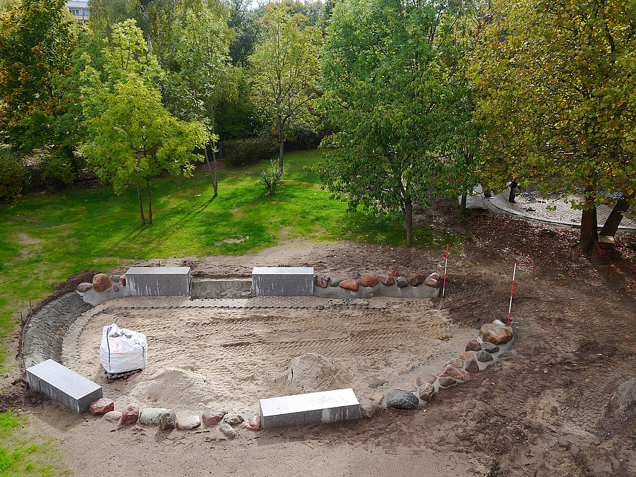 Vogelperspektive ovale Baustelle