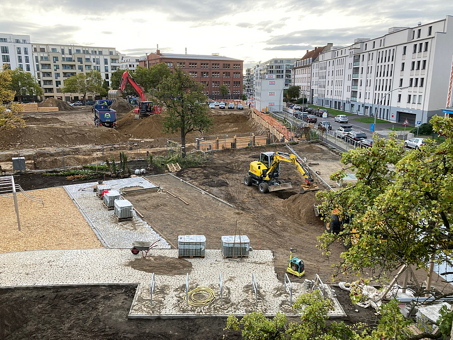 Vogelperspektive auf Baustelle