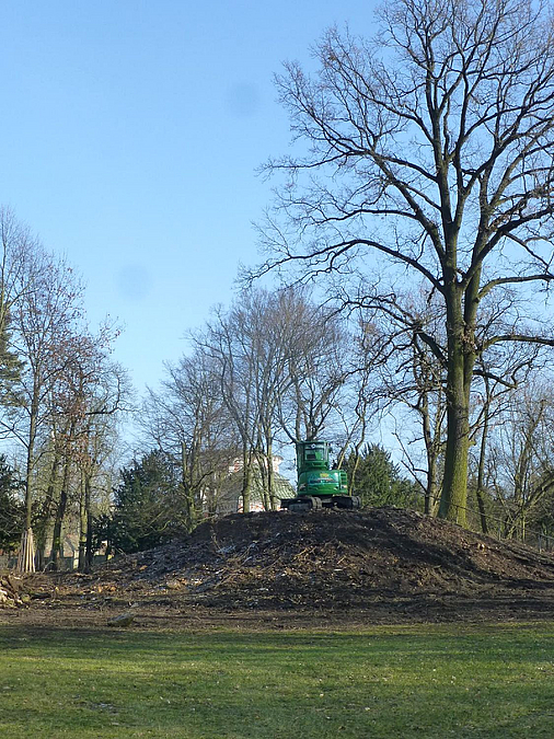 Der Aussichtshügel wird freigelegt.